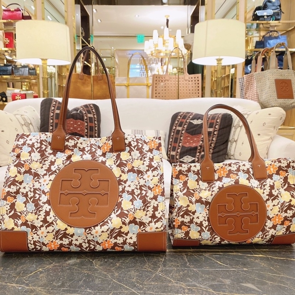 Tory Burch Floral Brown Tote Set 1 Small Size And 1 Large Size